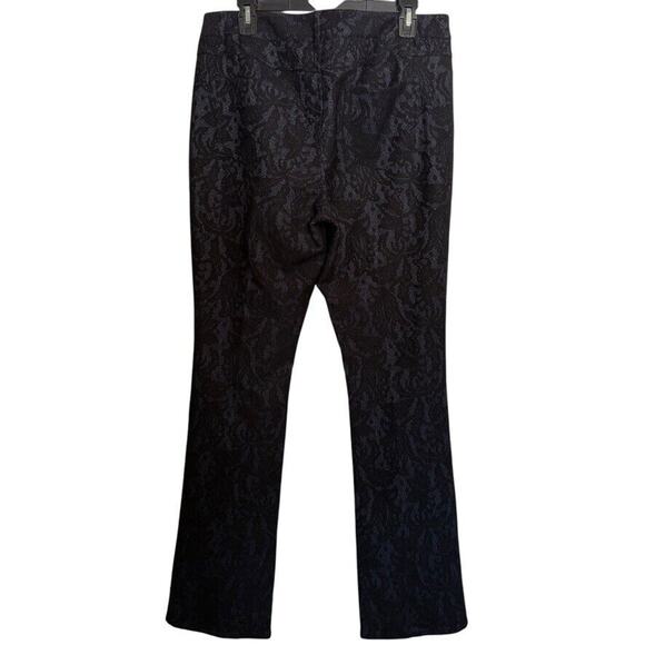 Cache Womens Textured Lace Bootcut Stretch Black Whimsigoth Floral Pants sz 14 - Picture 14 of 16
